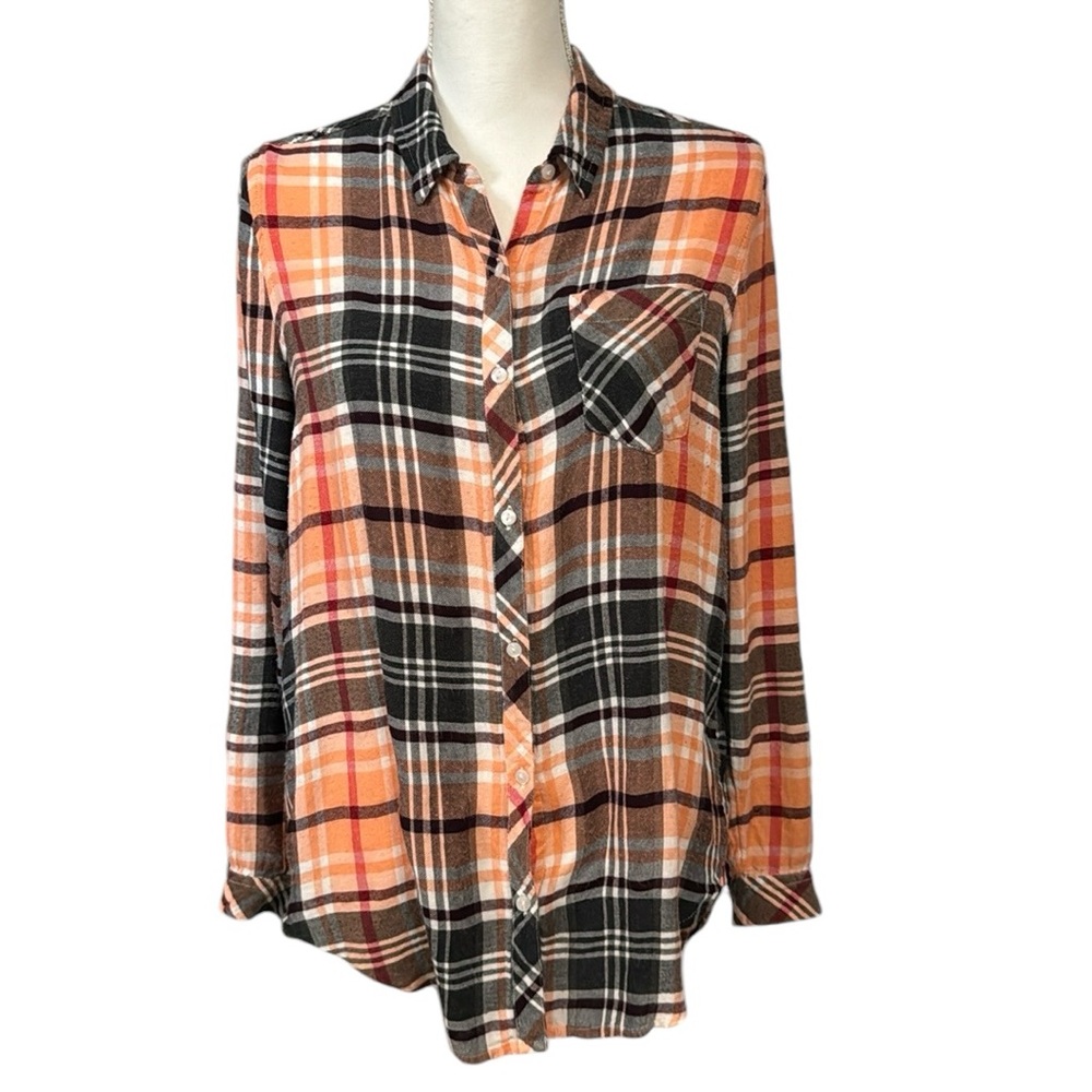 Lucky Brand Cotton Blend So Soft Flannel Button Front Long Sleeve Shirt Sz Med